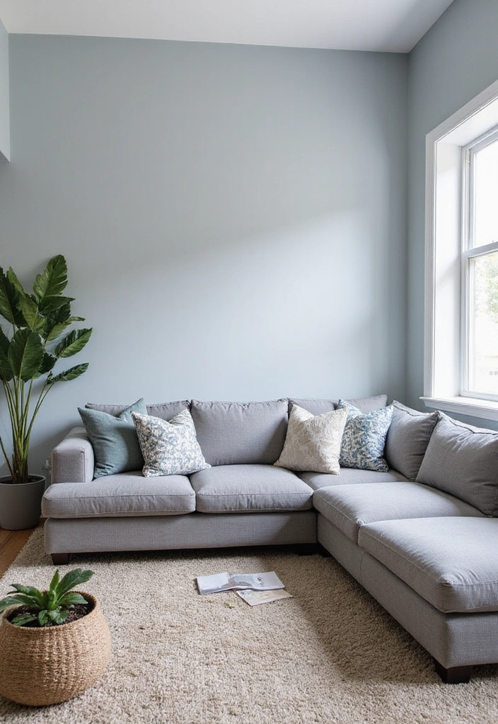 21 Inviting Living Room Ideas with Benjamin Moore Blue Paint Color and Cozy Sectional Sofas! - 19. Timeless Monochrome