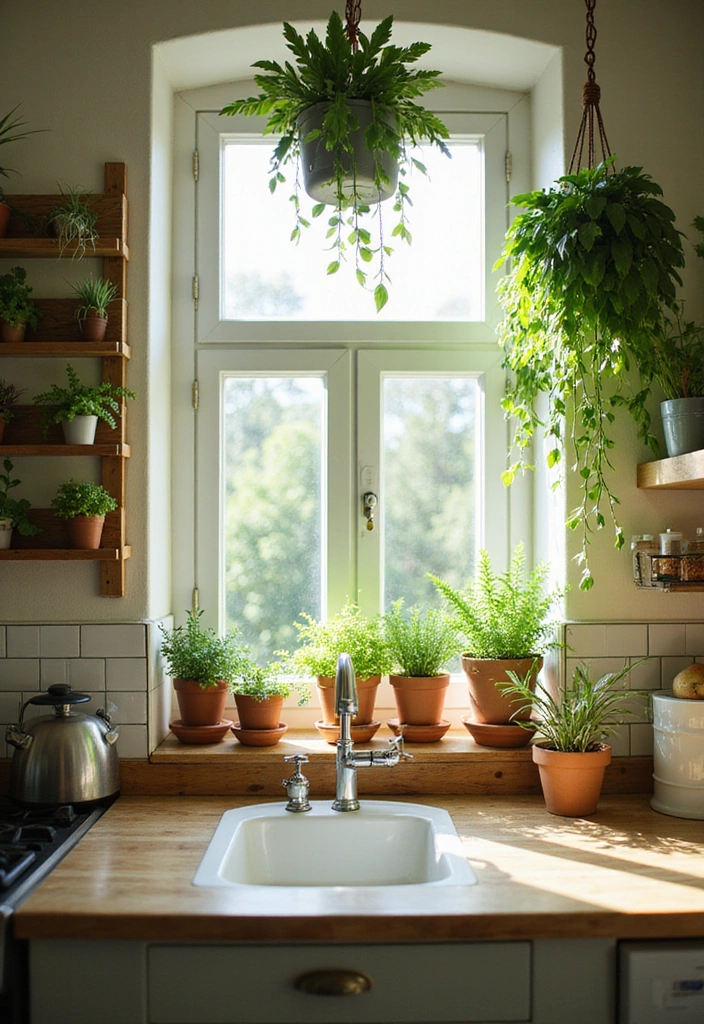21 Küchen Ideen: Helle Einrichtung mit Weiß und hohen Decken für ein luftiges Ambiente! - 7. Pflanzen für frische Akzente