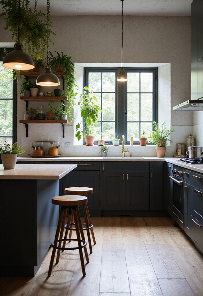 21 Luxe Industrial Kitchen: Dark Cabinetry Meets Modern Elegance with Stunning Lighting! - 1. Deep Charcoal Cabinets for a Sophisticated Look