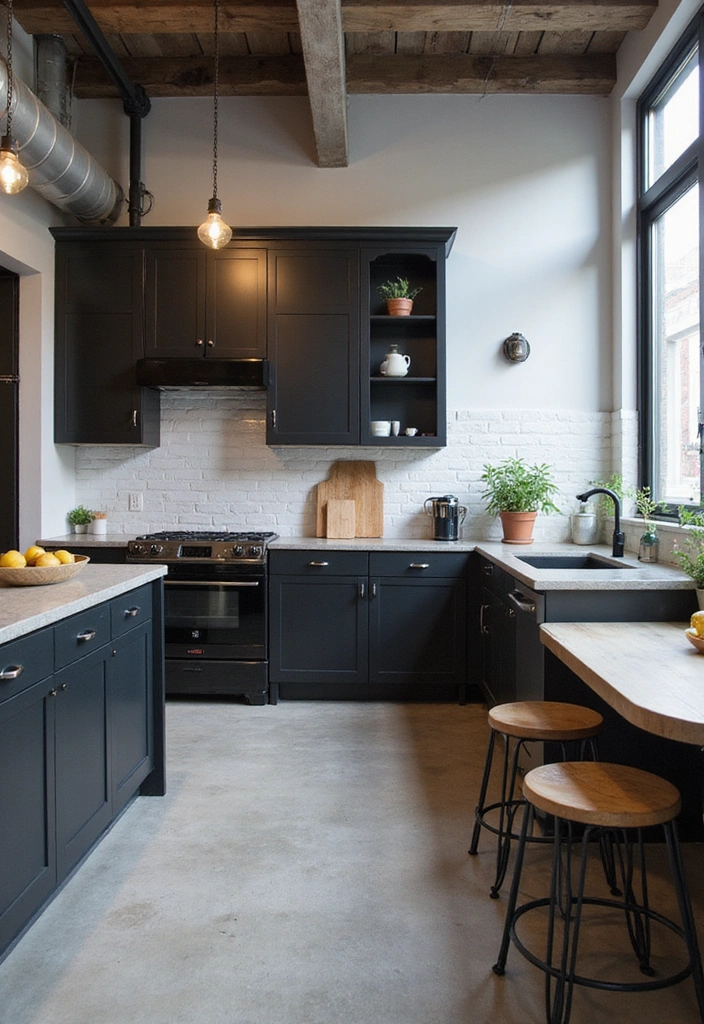 21 Luxe Industrial Kitchen: Dark Cabinetry Meets Modern Elegance with Stunning Lighting! - 12. Minimalist Decor for a Clean Look