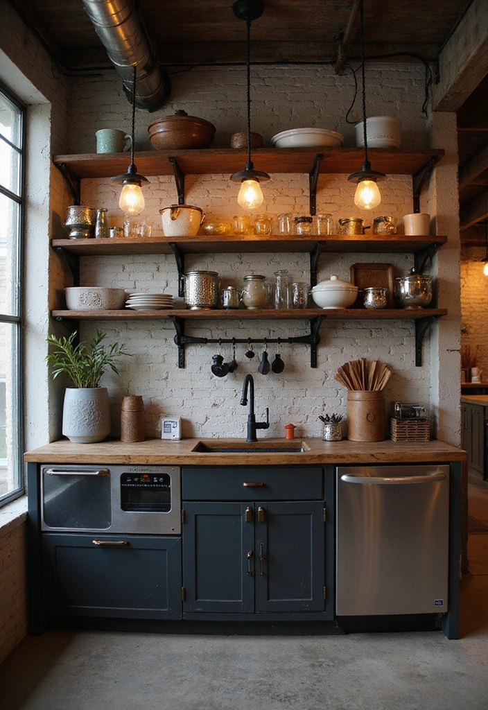 21 Luxe Industrial Kitchen: Dark Cabinetry Meets Modern Elegance with Stunning Lighting! - 13. Vintage Touches for Character
