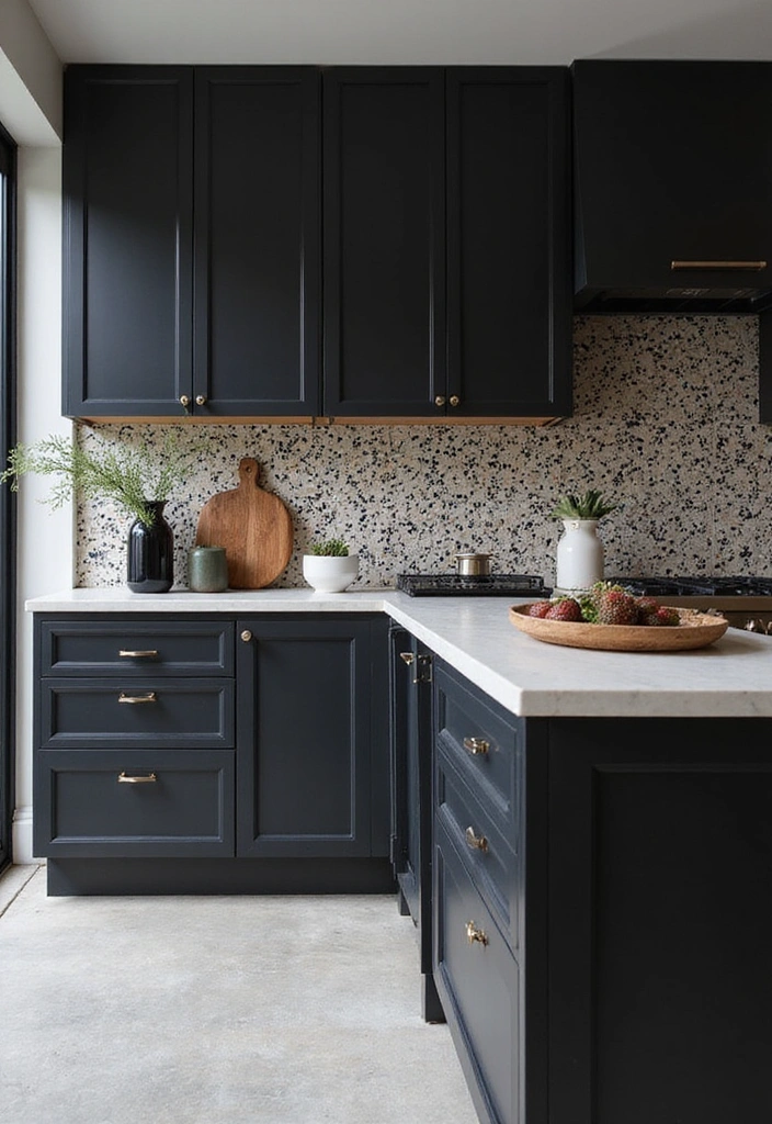 21 Luxe Industrial Kitchen: Dark Cabinetry Meets Modern Elegance with Stunning Lighting! - 14. High-Contrast Designs for Visual Impact