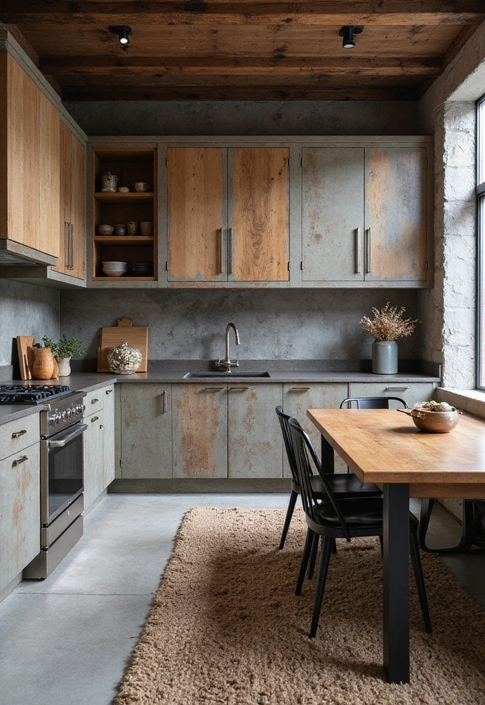 21 Luxe Industrial Kitchen: Dark Cabinetry Meets Modern Elegance with Stunning Lighting! - 18. Layered Textures for Depth and Interest