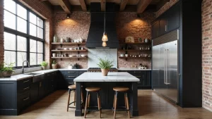 21 Luxe Industrial Kitchen: Dark Cabinetry Meets Modern Elegance with Stunning Lighting!