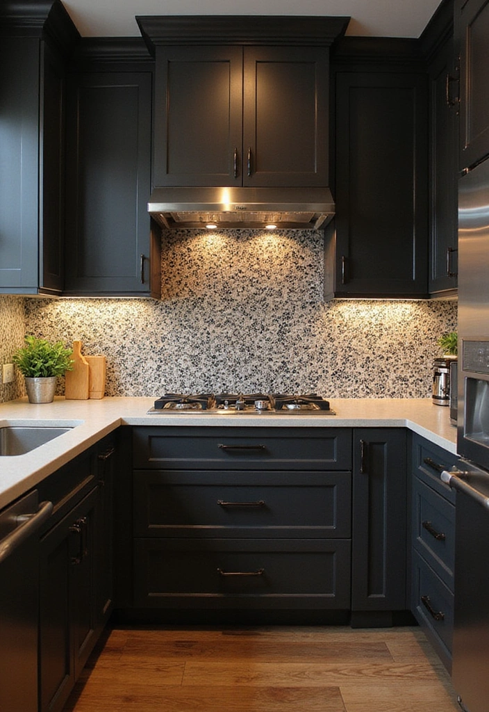 21 Luxe Industrial Kitchen: Dark Cabinetry Meets Modern Elegance with Stunning Lighting! - 6. Unique Backsplashes to Enhance Style