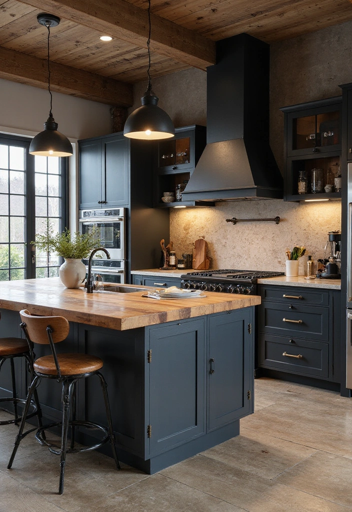 21 Luxe Industrial Kitchen: Dark Cabinetry Meets Modern Elegance with Stunning Lighting! - 8. Statement Islands for Functional Elegance
