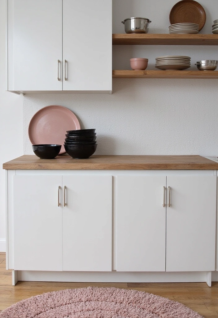 21 Sophisticated Blush and Black Kitchen Ideas with Elegant Rugs for a Luxe Feel! - 16. Blush and Black Decorative Bowls