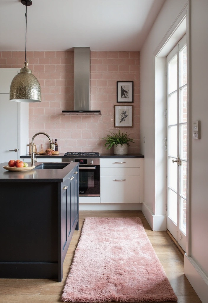 21 Sophisticated Blush and Black Kitchen Ideas with Elegant Rugs for a Luxe Feel! - 6. Elegant Blush Tile Backsplash