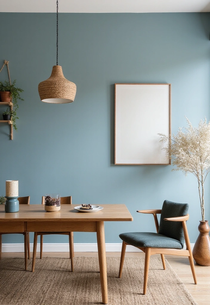 21 Stylish Dining Room Designs with Benjamin Moore Blue Paint Color and Elegant Wooden Tables! - 19. Natural Serenity with Ocean Blue