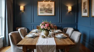 21 Stylish Dining Room Designs with Benjamin Moore Blue Paint Color and Elegant Wooden Tables!