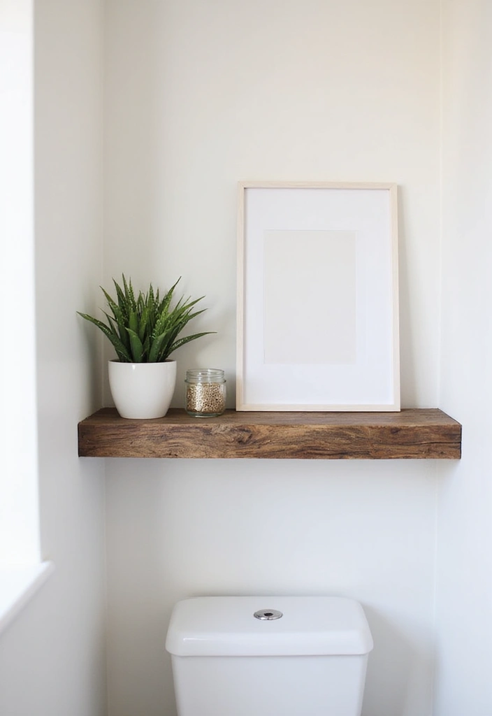 31 Rustic Floating Shelves Ideas: Enhance Your Small Bathroom with Reclaimed Wood Decor! - 6. Minimalist Approach