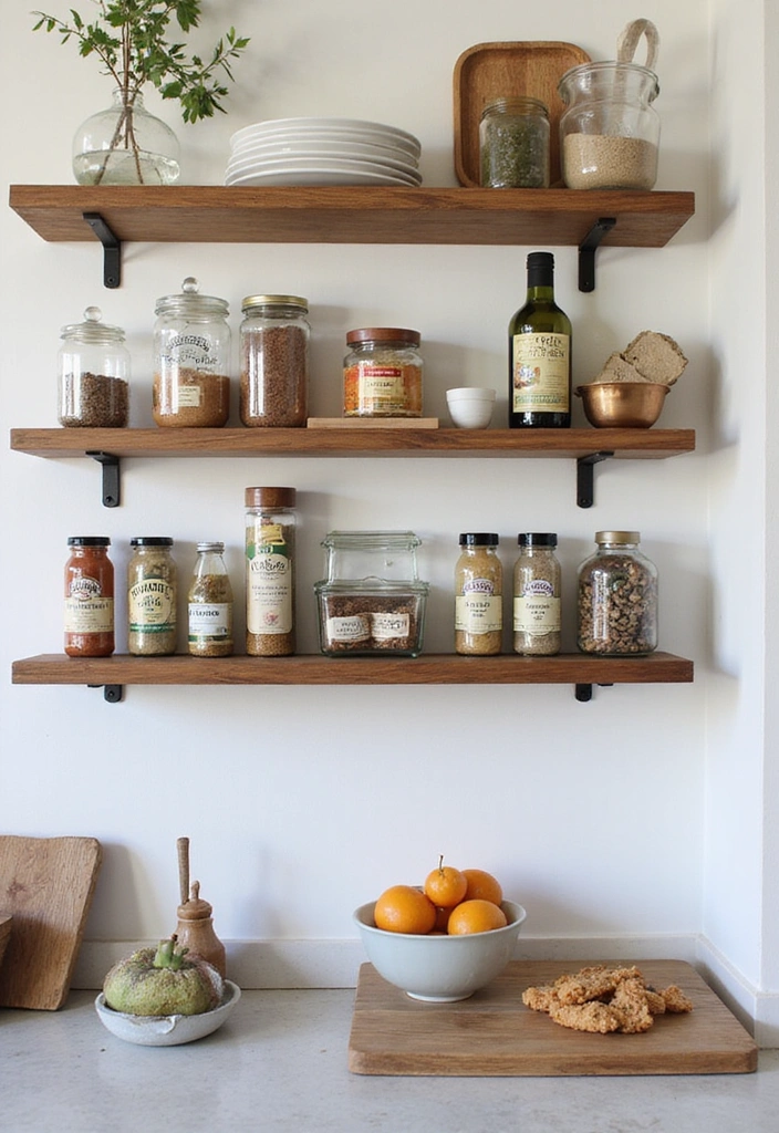 31 Stunning Floating Shelves Ideas for a Stylish White Kitchen with Elegant Flooring! - 14. Stylish Storage Solutions