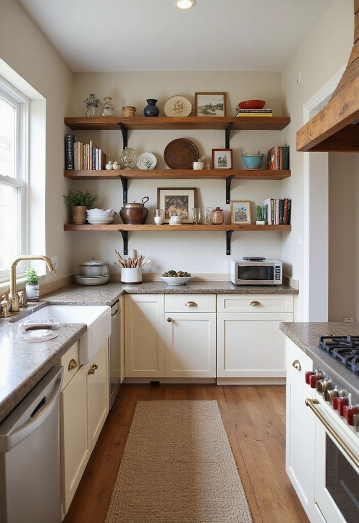 31 Stunning Floating Shelves Ideas for a Stylish White Kitchen with Elegant Flooring! - 15. Personalized Touch