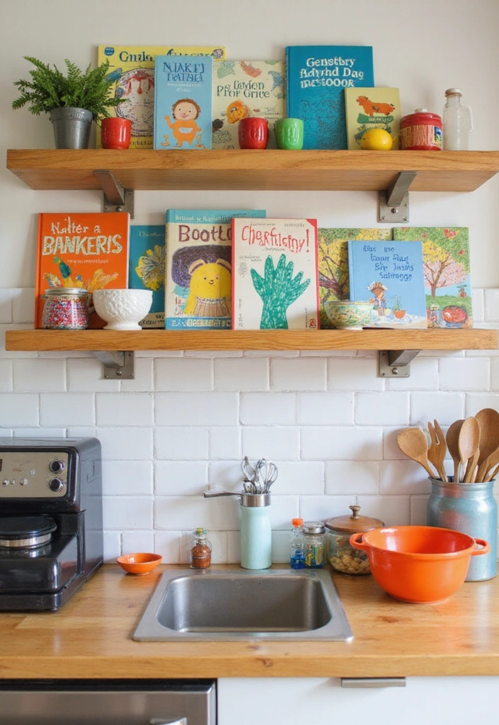 31 Stunning Floating Shelves Ideas for a Stylish White Kitchen with Elegant Flooring! - 16. Creative Kids' Corner