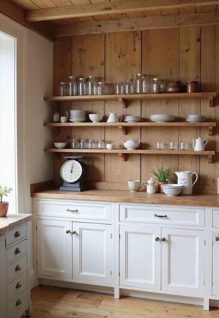 31 Stunning Floating Shelves Ideas for a Stylish White Kitchen with Elegant Flooring! - 2. Rustic Charm
