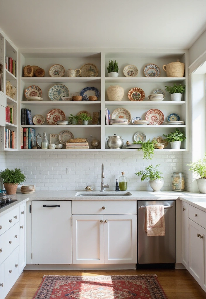 31 Stunning Floating Shelves Ideas for a Stylish White Kitchen with Elegant Flooring! - 3. Open and Airy