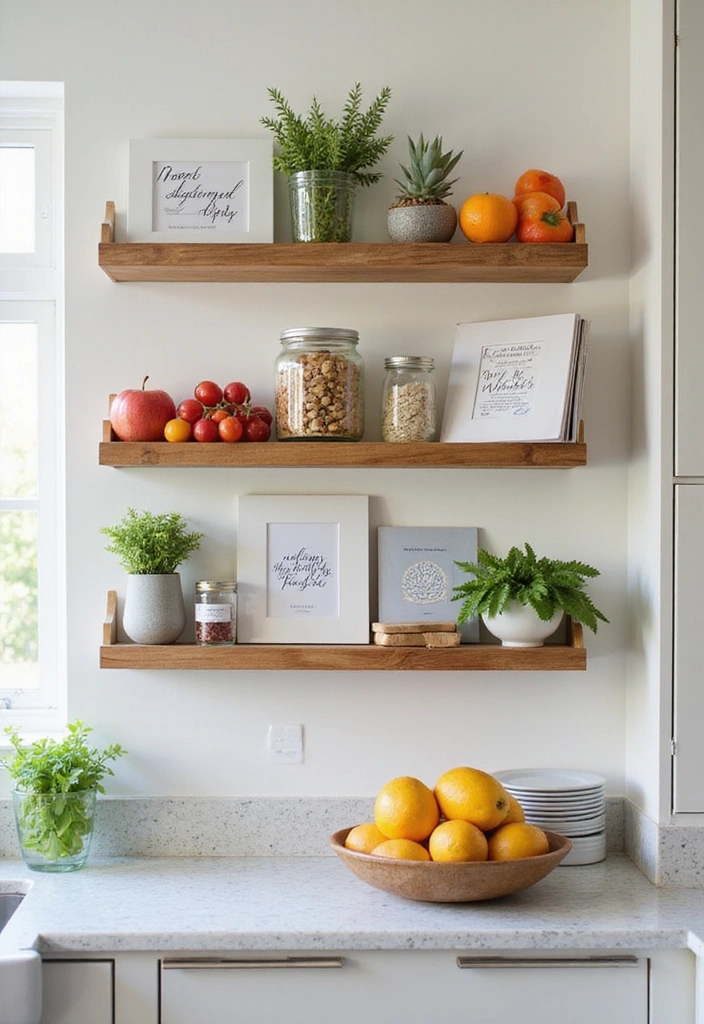 31 Stunning Floating Shelves Ideas for a Stylish White Kitchen with Elegant Flooring! - 30. Wellness Corner