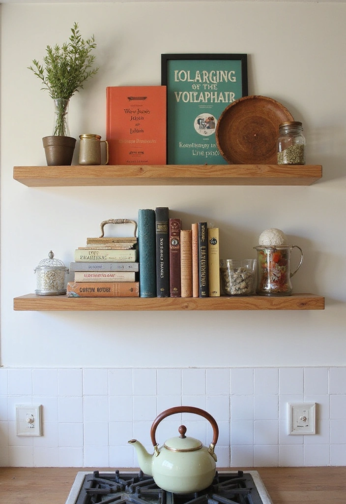 31 Stunning Floating Shelves Ideas for a Stylish White Kitchen with Elegant Flooring! - 9. Stylish Cookbooks