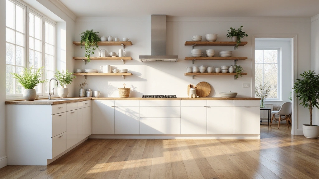 31 Stunning Floating Shelves Ideas for a Stylish White Kitchen with Elegant Flooring!