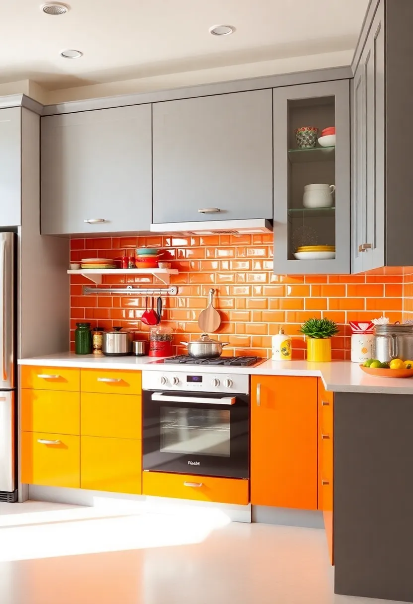 35 Fantastische Farbkombinationen für zweifarbige Küchenschränke, die Ihr Herz erobern! - 13. Kräftiges Orange und Grau