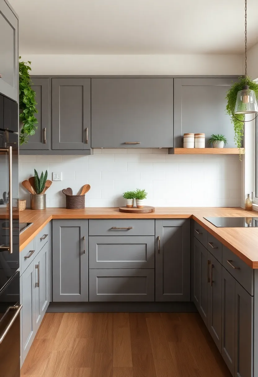 35 Fantastische Farbkombinationen für zweifarbige Küchenschränke, die Ihr Herz erobern! - 7. Elegantes Grau und Holz