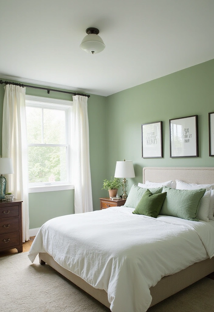 Be Inspired by These 31 Beautiful Behr Paint Combinations in Living Rooms, Bedrooms & Kitchens! - 1. Tranquil Retreat: Soft Greens and Whites