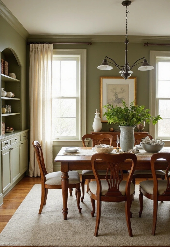 Be Inspired by These 31 Beautiful Behr Paint Combinations in Living Rooms, Bedrooms & Kitchens! - 10. Earthy and Elegant: Olive Green and Cream