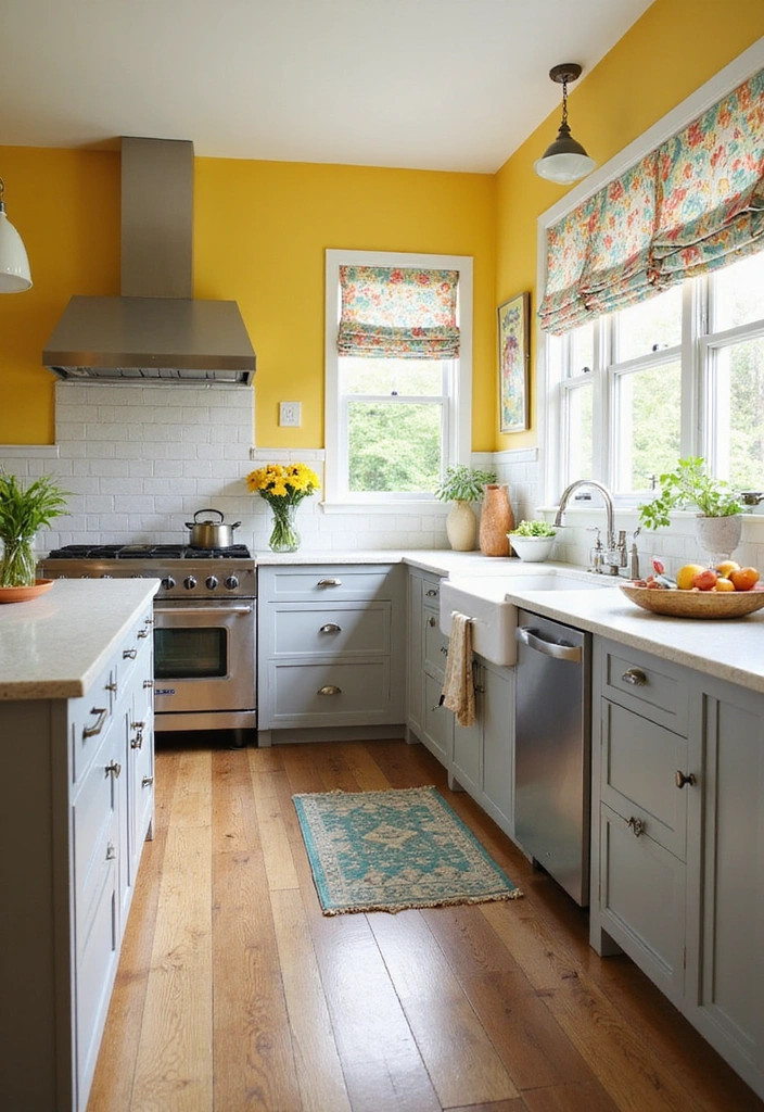 Be Inspired by These 31 Beautiful Behr Paint Combinations in Living Rooms, Bedrooms & Kitchens! - 11. Playful and Fun: Bright Yellow and Gray