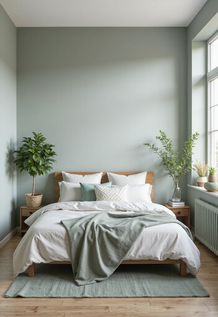 Be Inspired by These 31 Beautiful Behr Paint Combinations in Living Rooms, Bedrooms & Kitchens! - 19. Calm Oasis: Light Gray and Soft Green