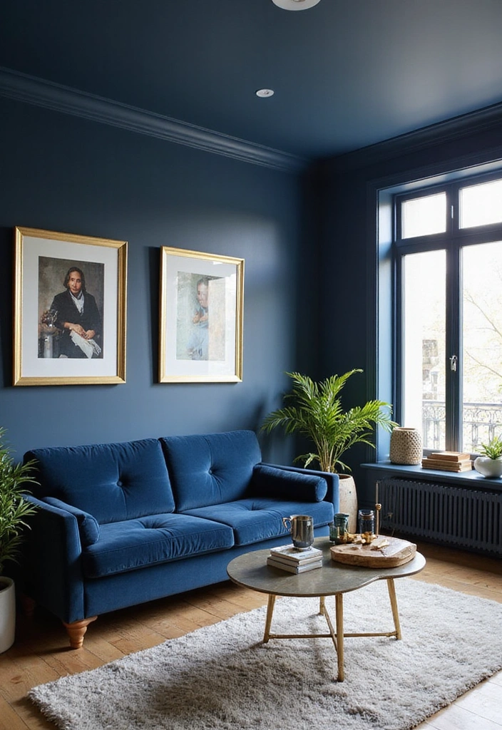 Be Inspired by These 31 Beautiful Behr Paint Combinations in Living Rooms, Bedrooms & Kitchens! - 2. Bold and Beautiful: Deep Blue and Gold