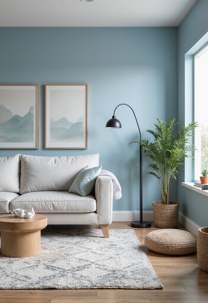 Be Inspired by These 31 Beautiful Behr Paint Combinations in Living Rooms, Bedrooms & Kitchens! - 21. Chill Vibes: Cool Blue and Gray