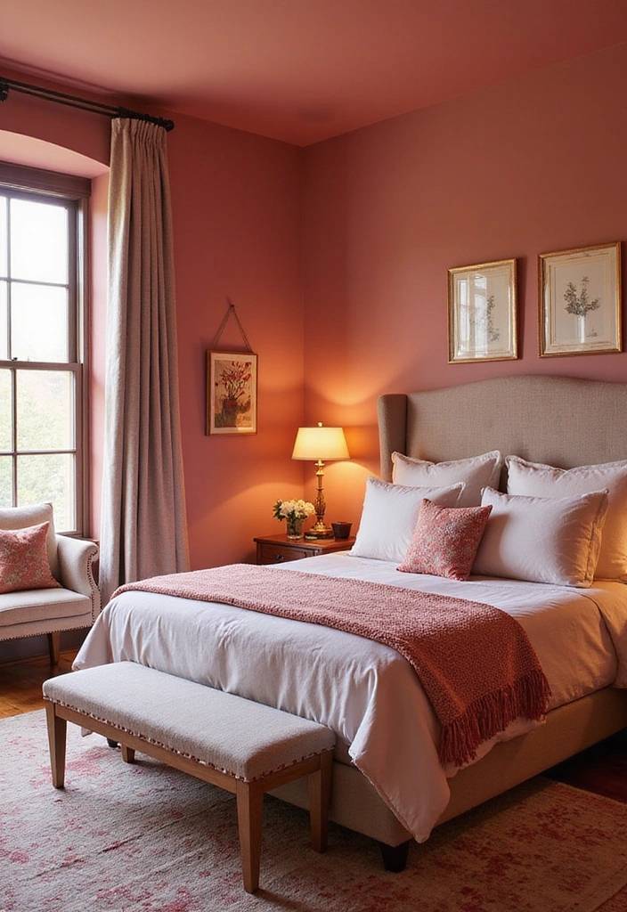 Be Inspired by These 31 Beautiful Behr Paint Combinations in Living Rooms, Bedrooms & Kitchens! - 31. Sunset Glow: Coral and Soft Lavender