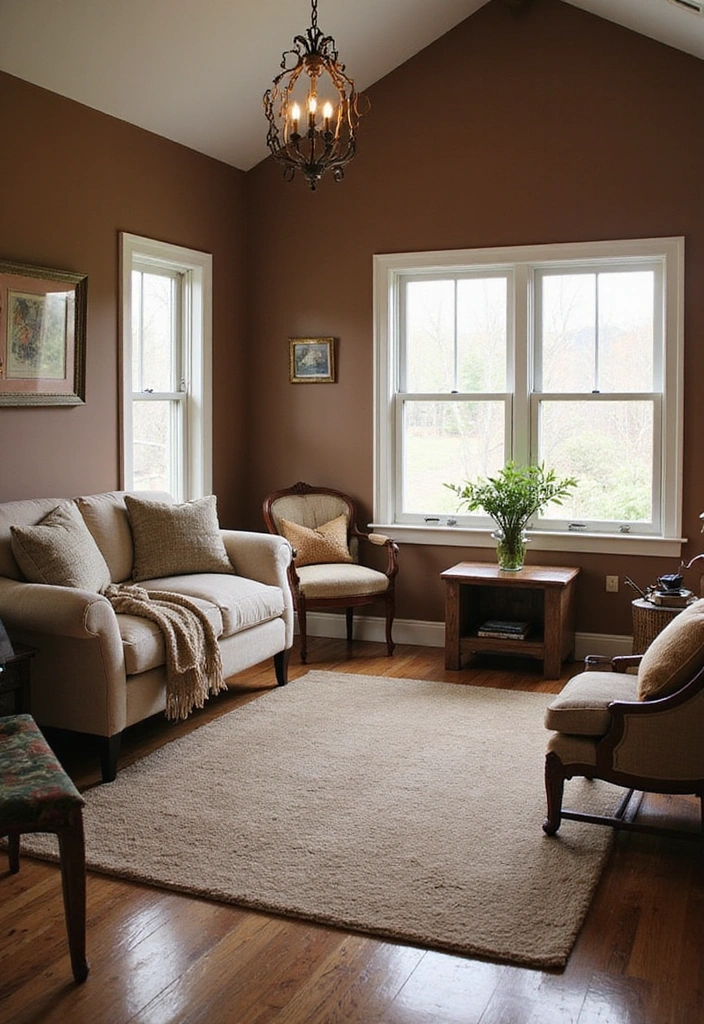 Be Inspired by These 31 Beautiful Behr Paint Combinations in Living Rooms, Bedrooms & Kitchens! - 5. Cozy Cottage: Warm Browns and Soft Whites