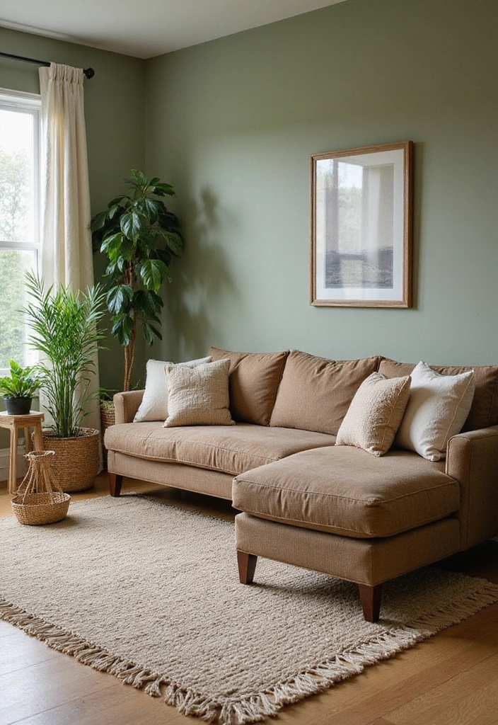 Be Inspired by These 31 Beautiful Behr Paint Combinations in Living Rooms, Bedrooms & Kitchens! - 8. Nature-Inspired: Sage Green and Earthy Tones