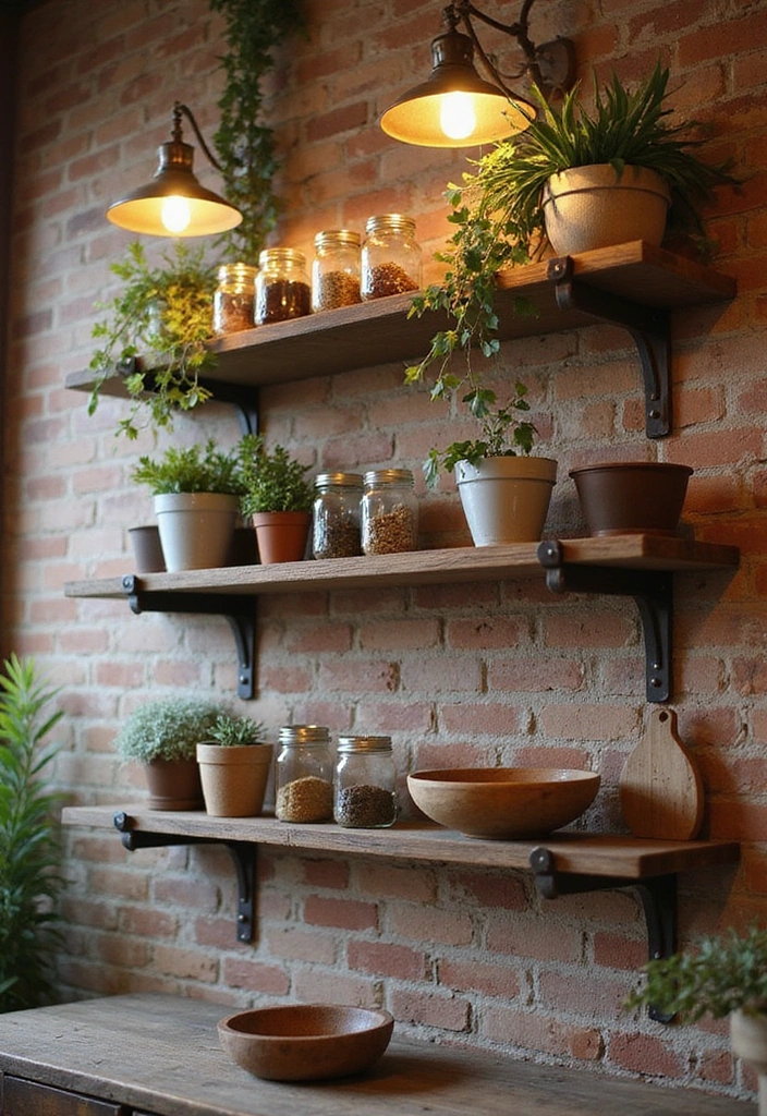 Elevate Your Home: 31 Beautiful Ways to Use Sconces Above Floating Shelves on White Walls! - 1. Rustic Charm with Wood and Metal Sconces