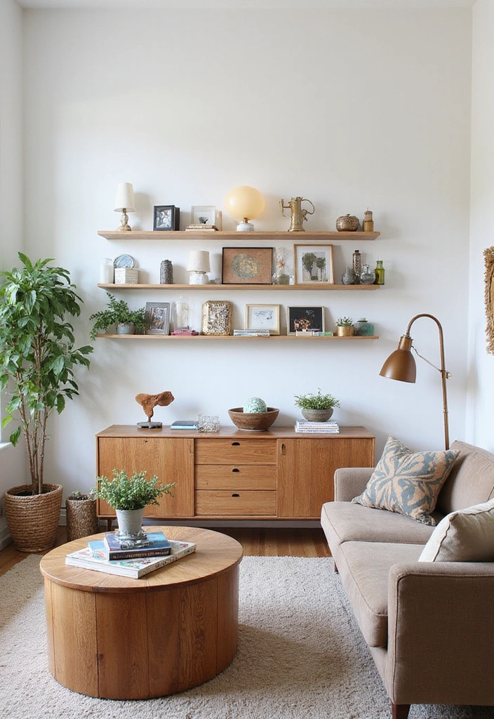 Elevate Your Home: 31 Beautiful Ways to Use Sconces Above Floating Shelves on White Walls! - 16. Mixed Materials for Eclectic Style
