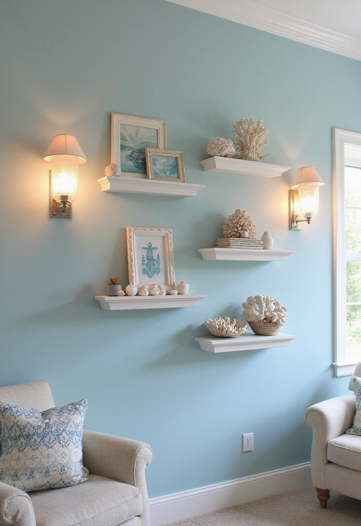 Elevate Your Home: 31 Beautiful Ways to Use Sconces Above Floating Shelves on White Walls! - 6. Coastal Vibes with Nautical Sconces