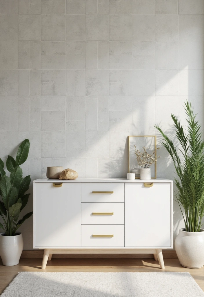 Klassische Eleganz: 21 Ideen für weiße Schränke mit goldenen Griffen und Metrofliesen! - 1. Minimalistischer Chic