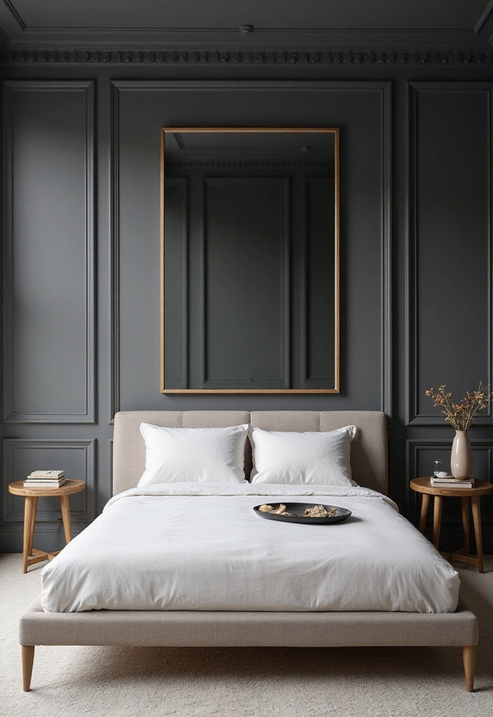 Transform Your Bedroom: 21 Stylish Oversized Mirrors and Dark Wainscoting with Cozy Bed Frames! - 15. Modern Minimalist Bed Frames