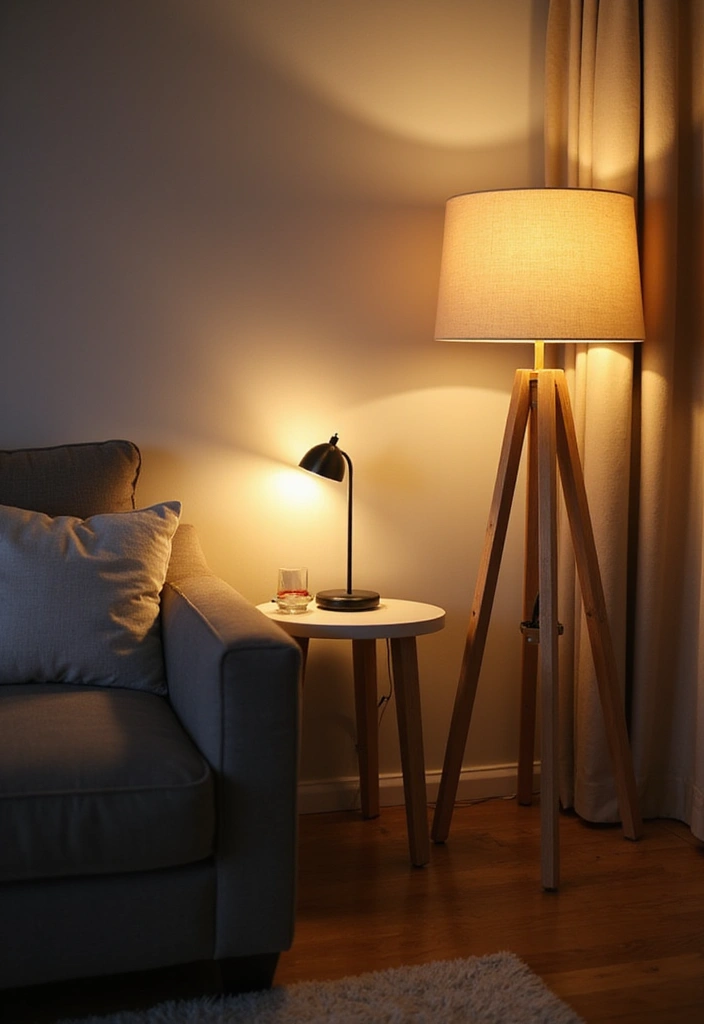 Transform Your Space: 31 Stylish Scandinavian Decor Ideas Featuring a Gray Couch and Navy Accents! - 10. Soft Lighting Fixtures
