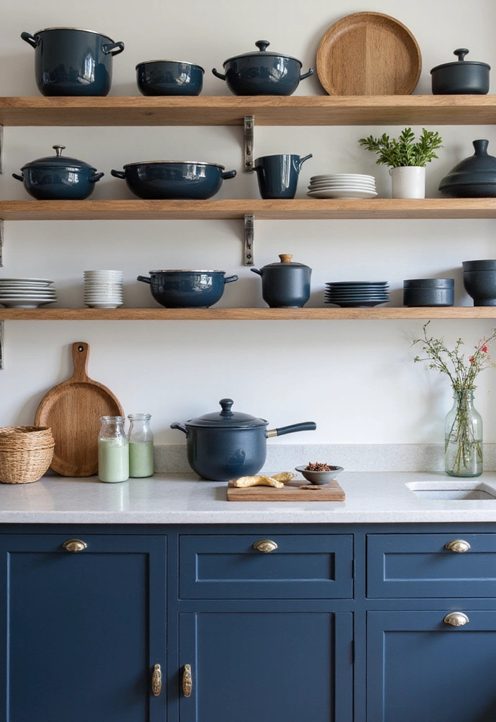 Transform Your Space: 31 Stylish Scandinavian Decor Ideas Featuring a Gray Couch and Navy Accents! - 17. Stylish Kitchen Accents