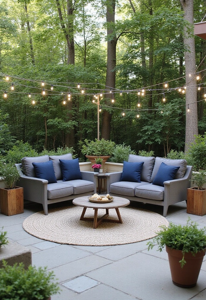 Transform Your Space: 31 Stylish Scandinavian Decor Ideas Featuring a Gray Couch and Navy Accents! - 19. Cozy Outdoor Spaces