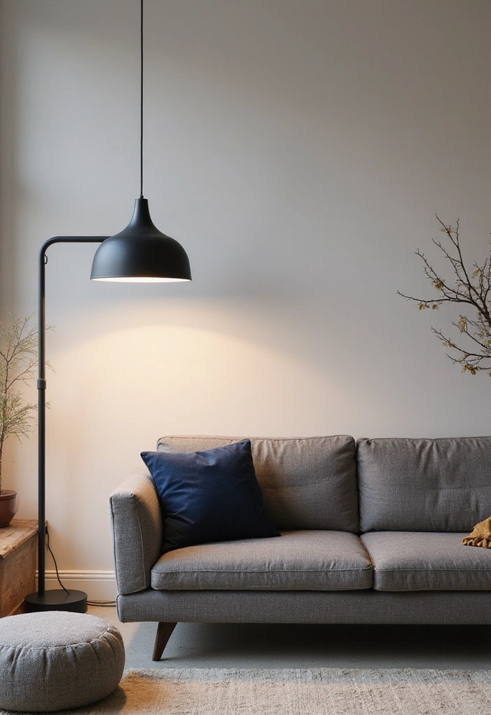 Transform Your Space: 31 Stylish Scandinavian Decor Ideas Featuring a Gray Couch and Navy Accents! - 5. Scandinavian-Inspired Lighting