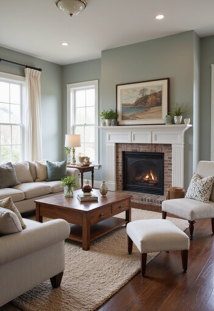 Trendy Elegance: 31 Large Living Rooms with Dark Wood Floors and Stylish Plaster Fireplaces - 19. Family-Friendly Comfort