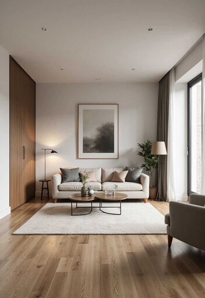 Wohnzimmer-Traum: 25 Ideen mit eleganten Eichenholzdielen und modernen Designerleuchten! - 11. Schlichte Eleganz