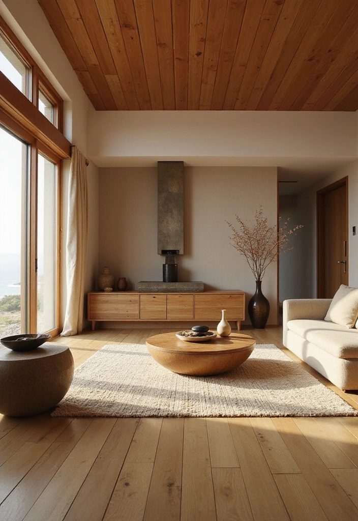 Wohnzimmer-Traum: 25 Ideen mit eleganten Eichenholzdielen und modernen Designerleuchten! - 18. Zen-inspiriertes Design