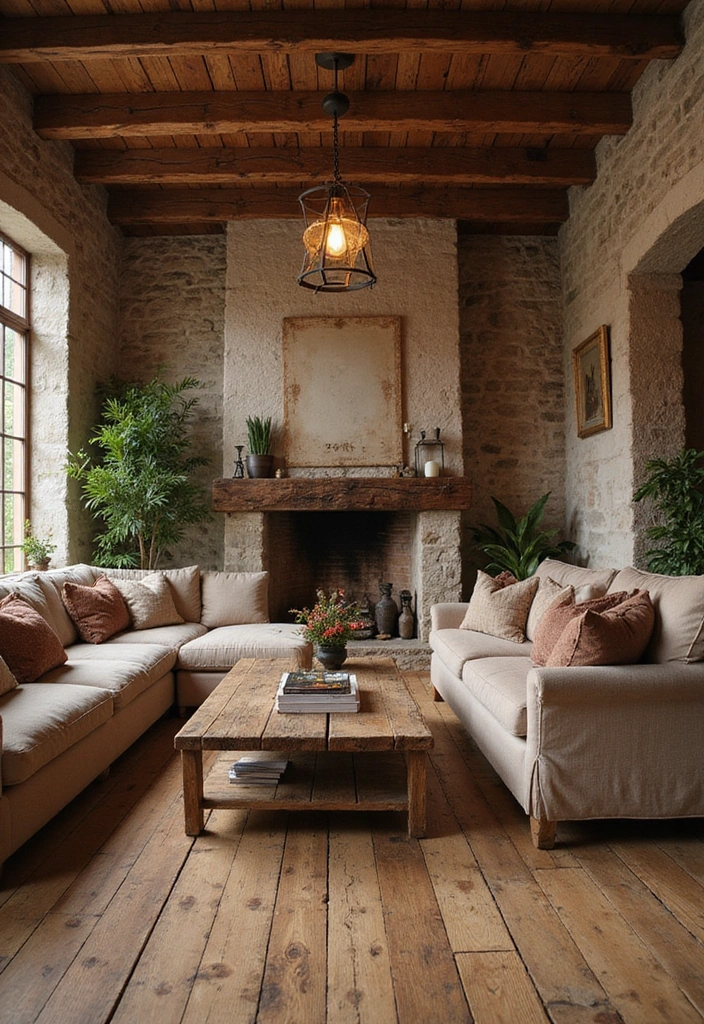 Wohnzimmer-Traum: 25 Ideen mit eleganten Eichenholzdielen und modernen Designerleuchten! - 2. Rustikaler Charme