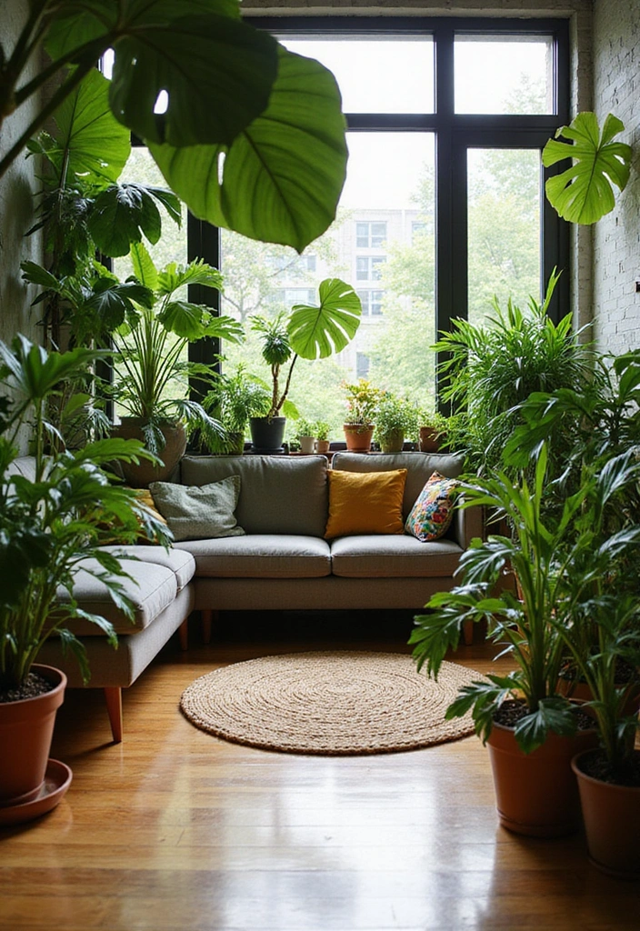 Wohnzimmer-Traum: 25 Ideen mit eleganten Eichenholzdielen und modernen Designerleuchten! - 23. Urban Jungle