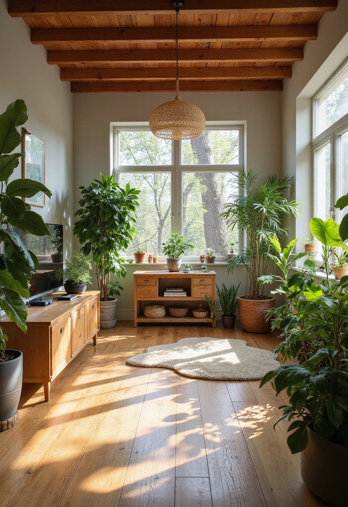 Wohnzimmer-Traum: 25 Ideen mit eleganten Eichenholzdielen und modernen Designerleuchten! - 5. Naturverbundenes Design