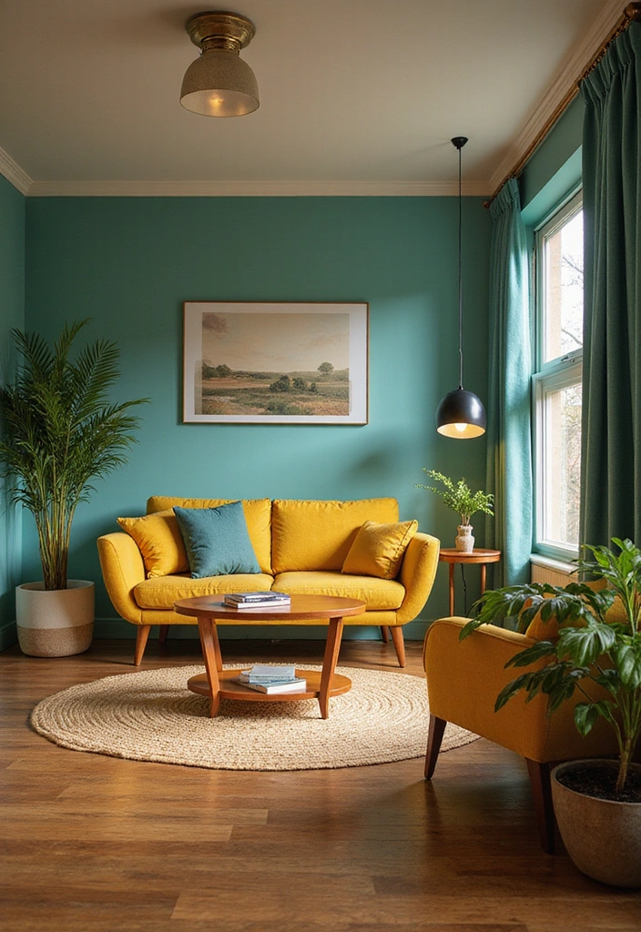 Wohnzimmer-Traum: 25 Ideen mit eleganten Eichenholzdielen und modernen Designerleuchten! - 6. Retro Glamour